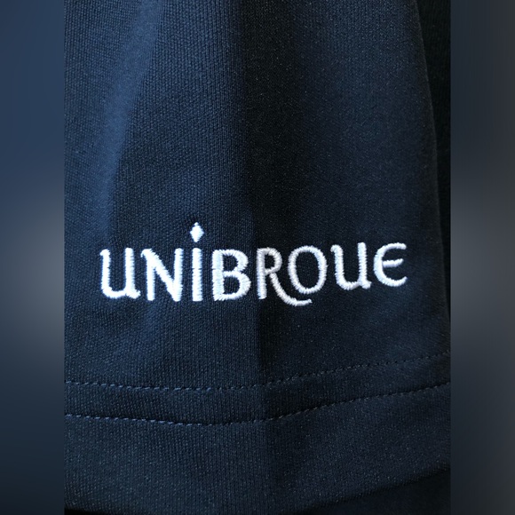 Mens Large Unibroue Black Golf Shirt Under Armour Heat Gear Like New - Picture 7 of 8